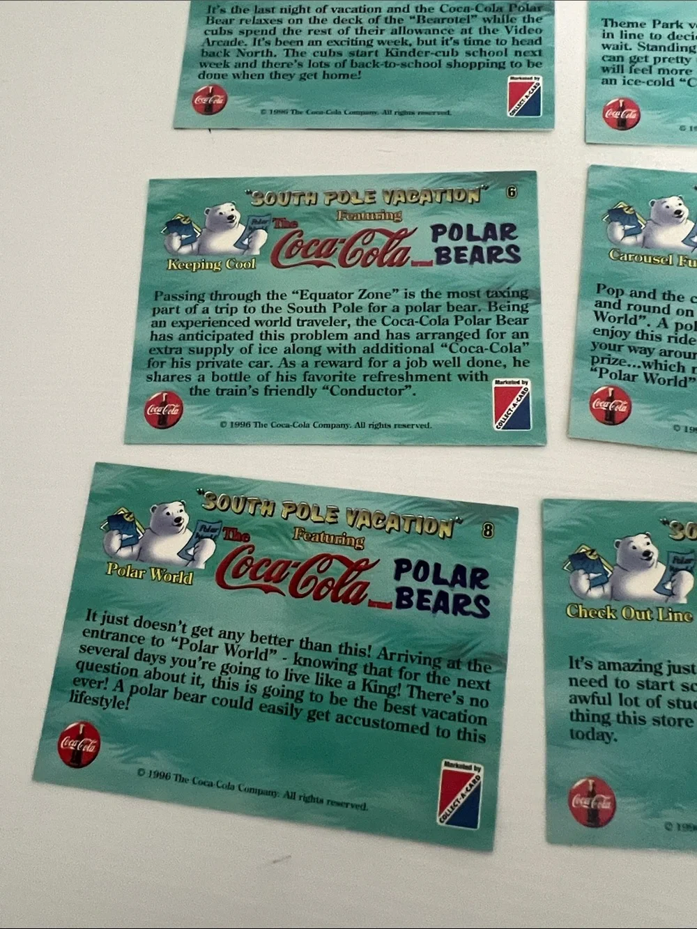 1996 South Pole Vacation Coca Cola Polar Bears Trading Cards (15) - Lot #3